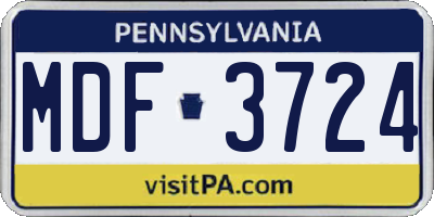 PA license plate MDF3724