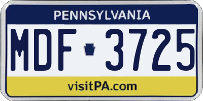 PA license plate MDF3725