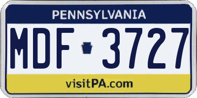 PA license plate MDF3727