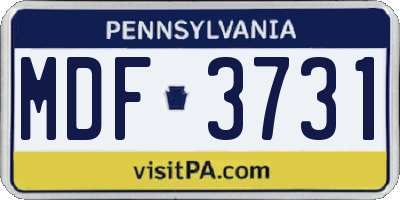 PA license plate MDF3731