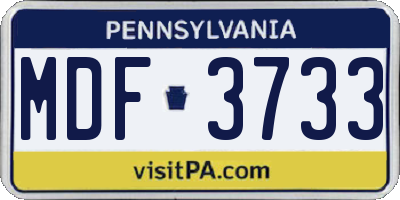 PA license plate MDF3733