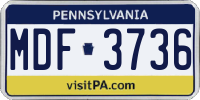 PA license plate MDF3736