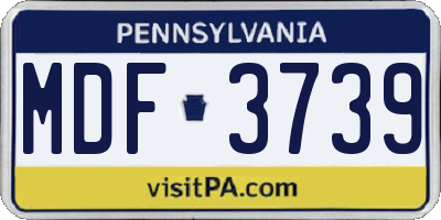 PA license plate MDF3739