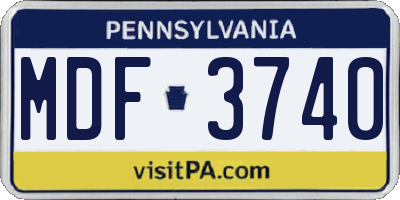 PA license plate MDF3740