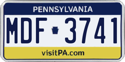 PA license plate MDF3741