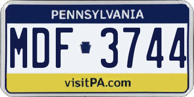 PA license plate MDF3744