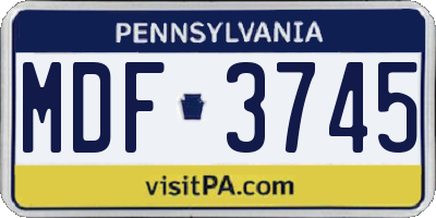 PA license plate MDF3745