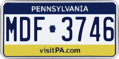 PA license plate MDF3746
