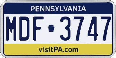 PA license plate MDF3747