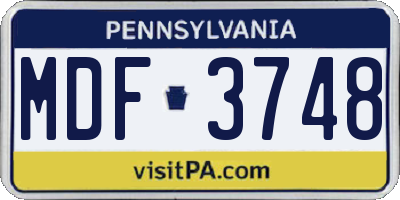 PA license plate MDF3748