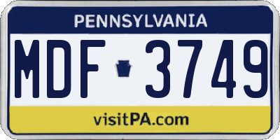 PA license plate MDF3749