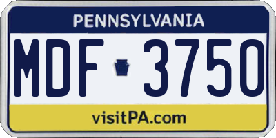 PA license plate MDF3750