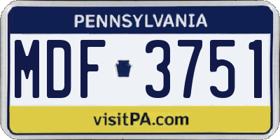 PA license plate MDF3751