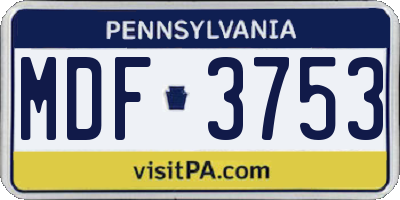 PA license plate MDF3753