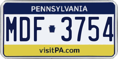PA license plate MDF3754