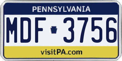 PA license plate MDF3756