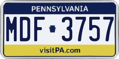 PA license plate MDF3757