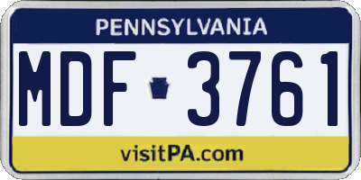 PA license plate MDF3761