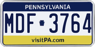 PA license plate MDF3764