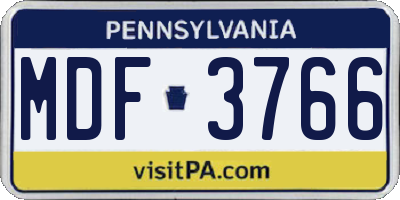 PA license plate MDF3766