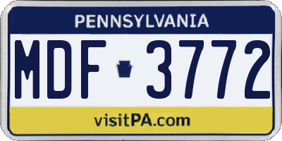 PA license plate MDF3772