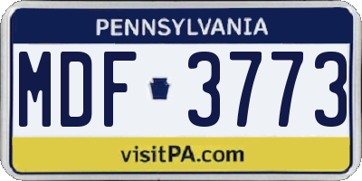 PA license plate MDF3773
