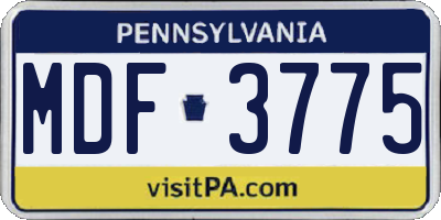 PA license plate MDF3775
