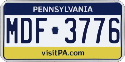 PA license plate MDF3776