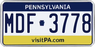 PA license plate MDF3778