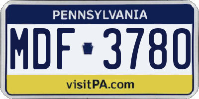 PA license plate MDF3780