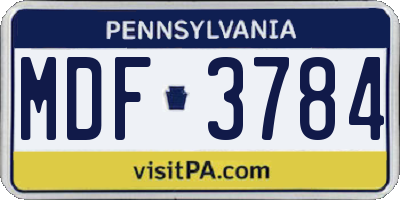 PA license plate MDF3784