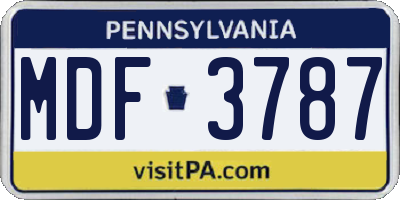 PA license plate MDF3787