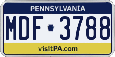 PA license plate MDF3788