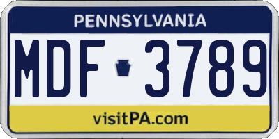 PA license plate MDF3789