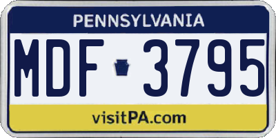 PA license plate MDF3795