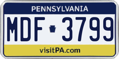 PA license plate MDF3799