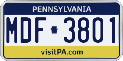 PA license plate MDF3801