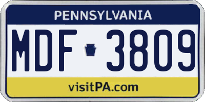PA license plate MDF3809