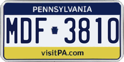 PA license plate MDF3810