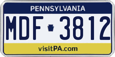 PA license plate MDF3812