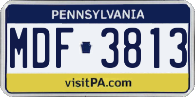 PA license plate MDF3813