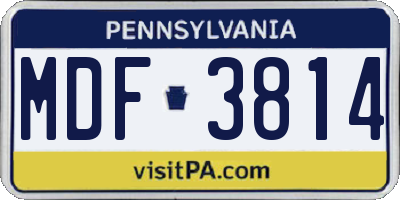 PA license plate MDF3814