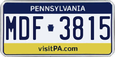 PA license plate MDF3815