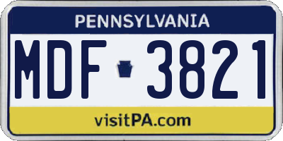PA license plate MDF3821