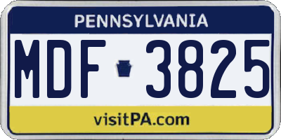 PA license plate MDF3825