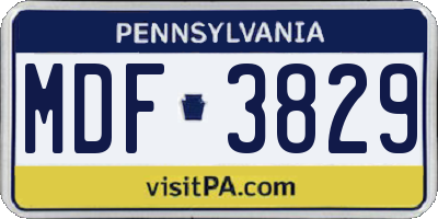 PA license plate MDF3829