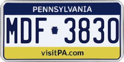 PA license plate MDF3830