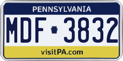 PA license plate MDF3832