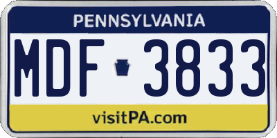 PA license plate MDF3833