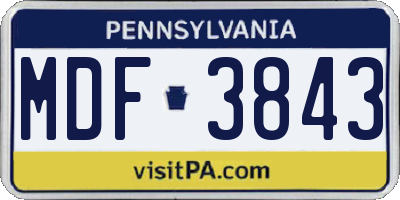 PA license plate MDF3843